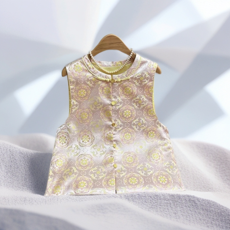 素雅富贵薄款工字型复古百搭马夹秋冬款上衣国风提花减龄时尚气质