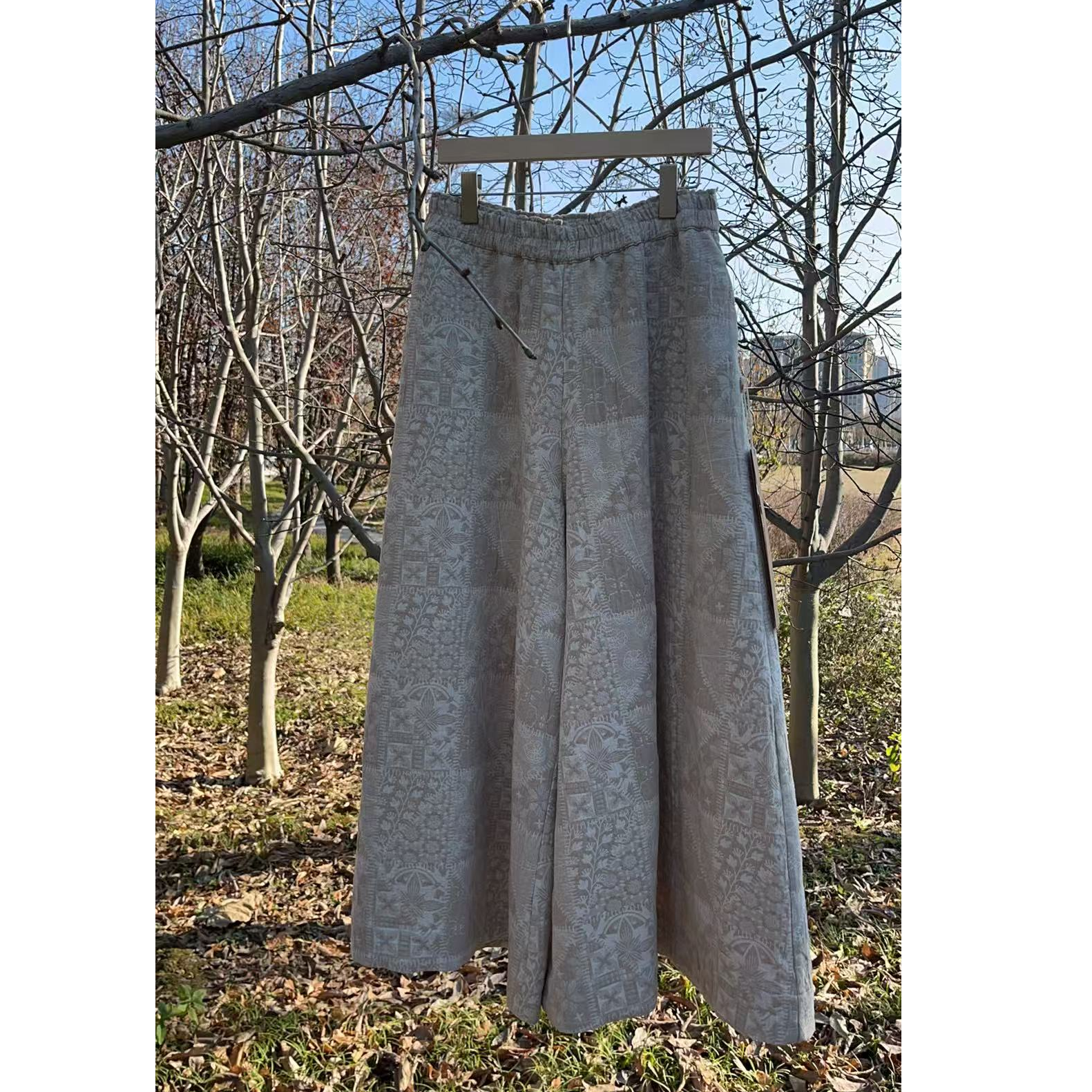 《季节换了名字.依旧朴时如故》秋冬色织棉麻双层大脚裤