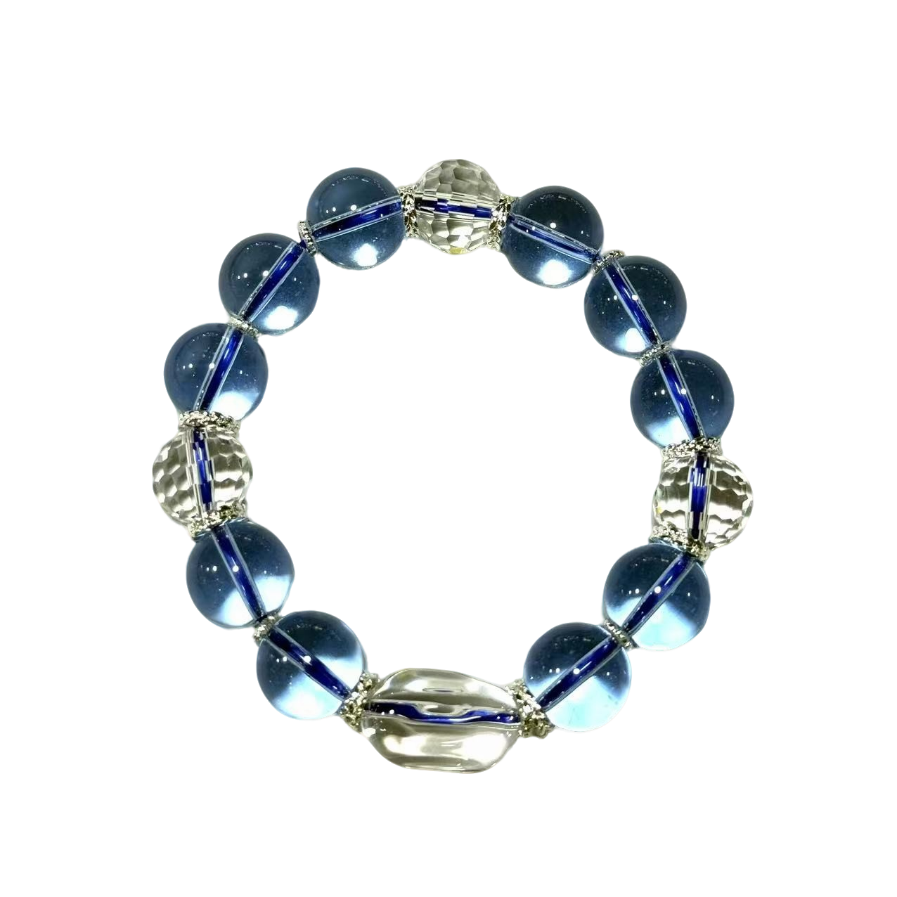 s1348-国风设计款蓝针水晶圆珠切面DIY手串-赠礼盒