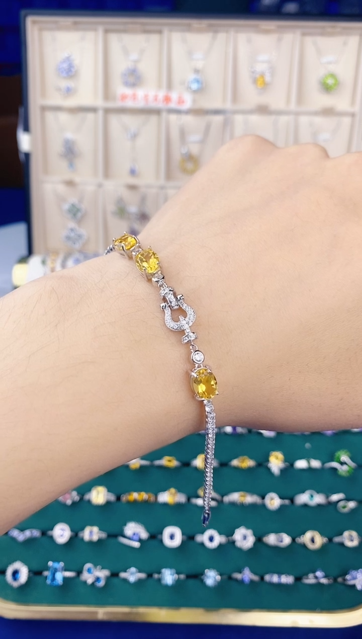 【闪购商品】黄晶手链银S925镶嵌带证书