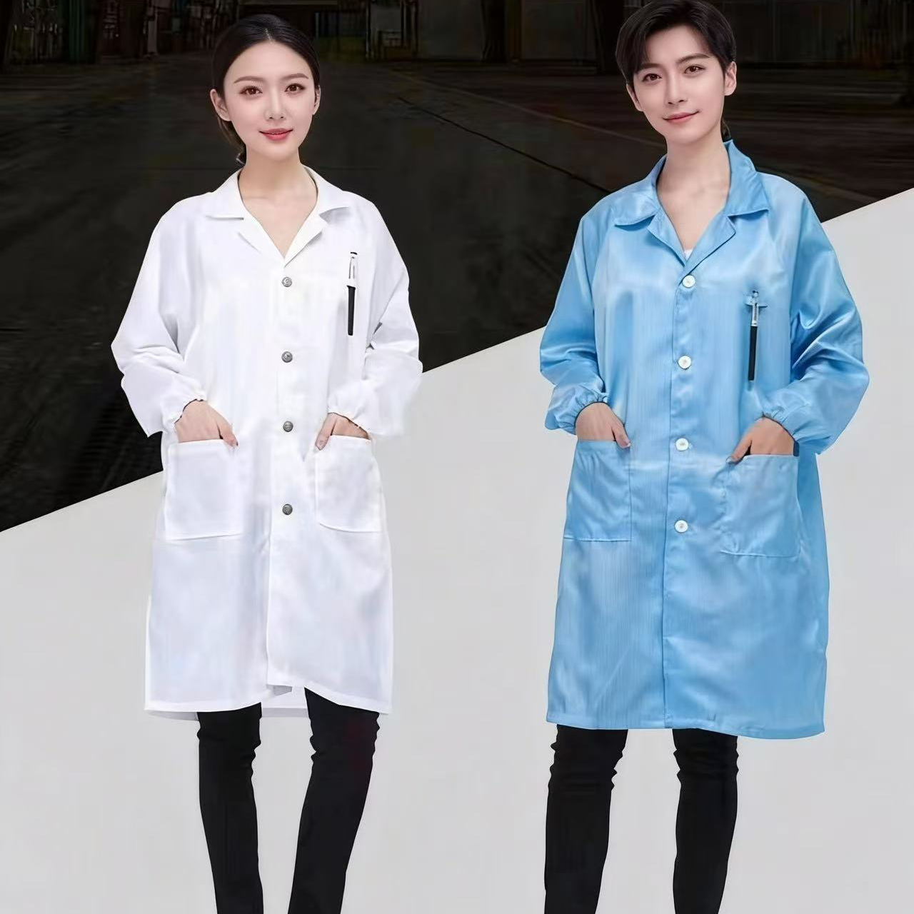 防静电工作服电子厂防护服静电衣带帽加长大褂无尘工作服防静电衣