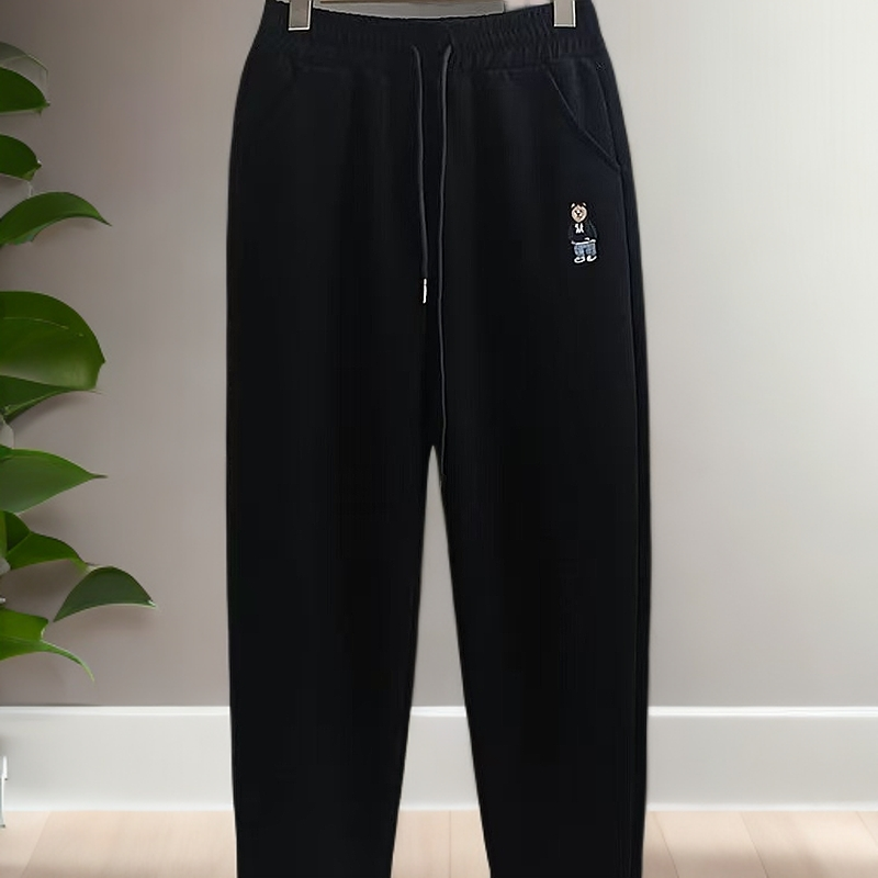8536男女同款小熊卫裤宽松休闲束脚显瘦洋气运动裤子