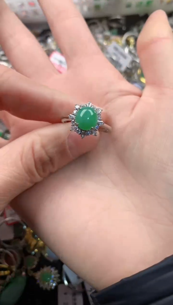 银S925镶嵌戒指翡翠222    9