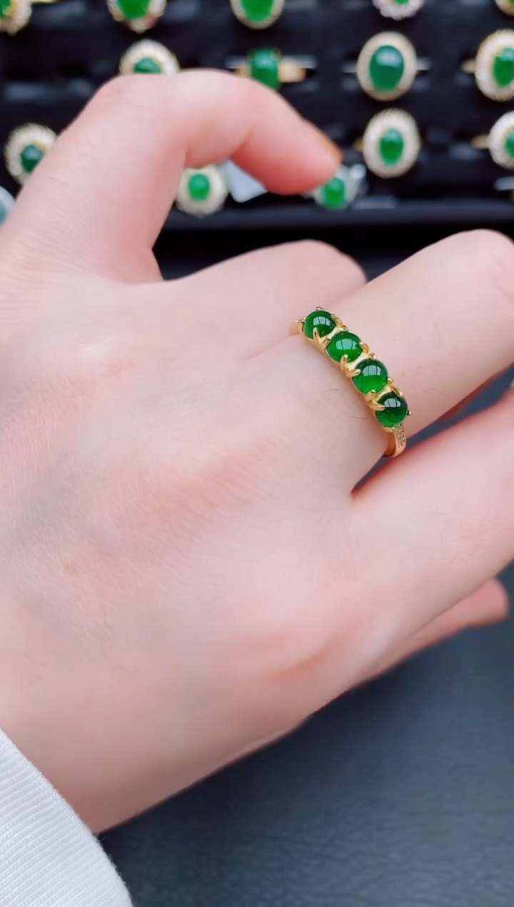 【闪购商品】翡翠戒指银S925镶嵌天然a货翡翠178