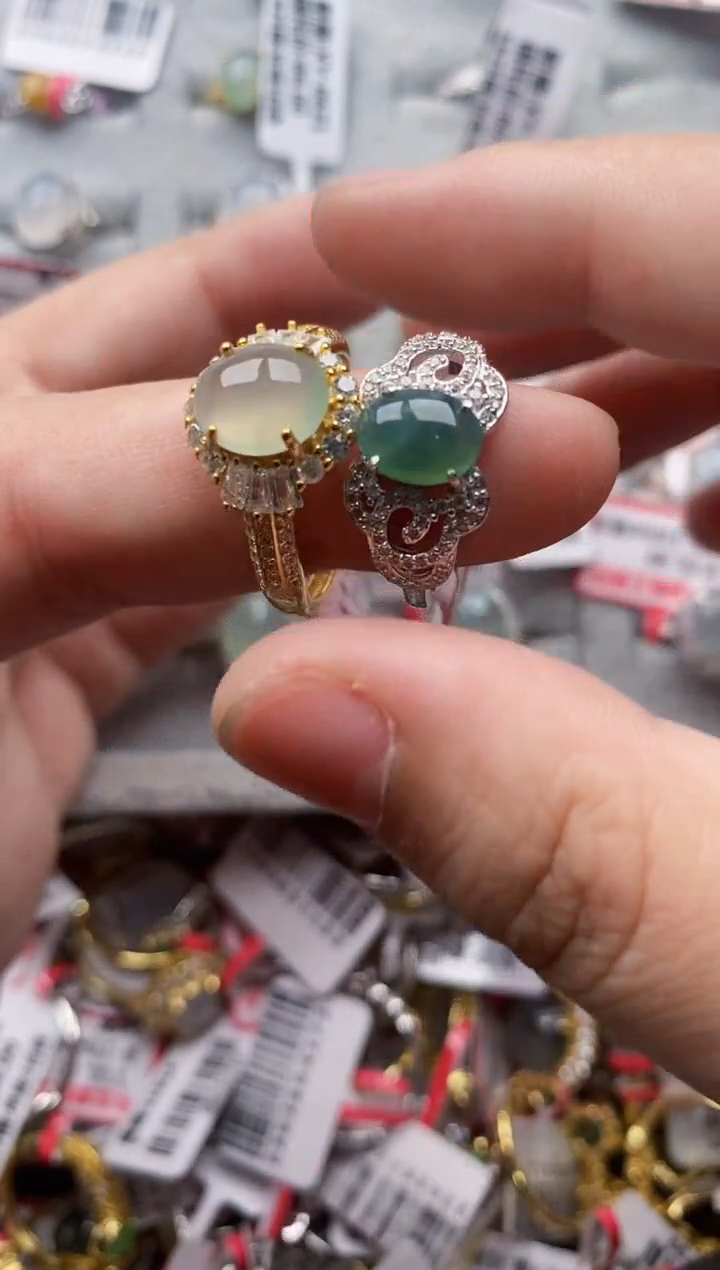 【闪购商品】翡翠戒指银S925镶嵌7777---2