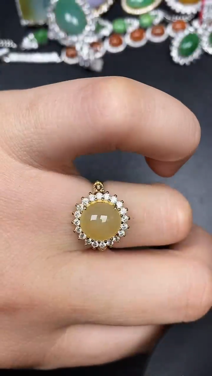 银S925镶嵌戒指翡翠1650