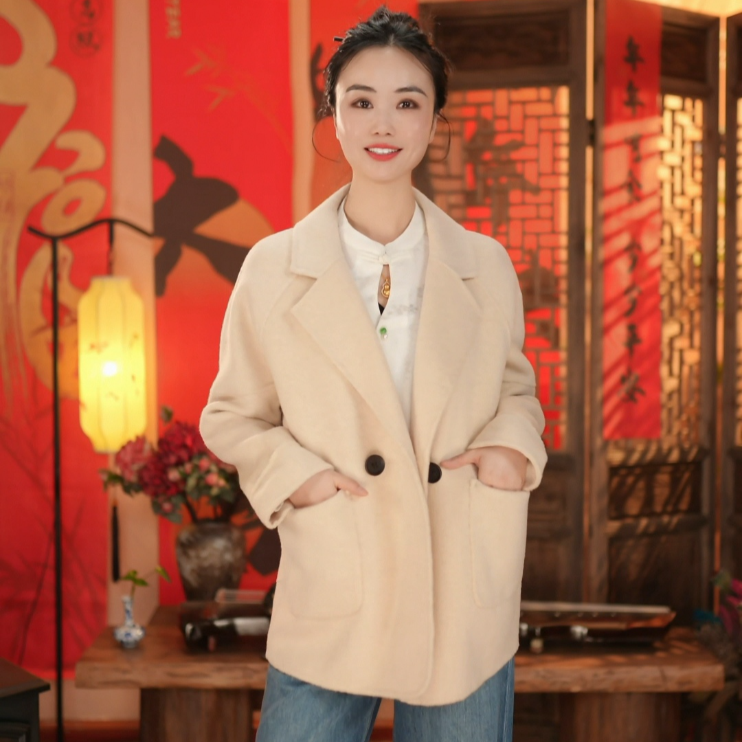 【东方婵韵】气质优雅时尚保暖羊毛短款大衣 DFCYZJ21B09