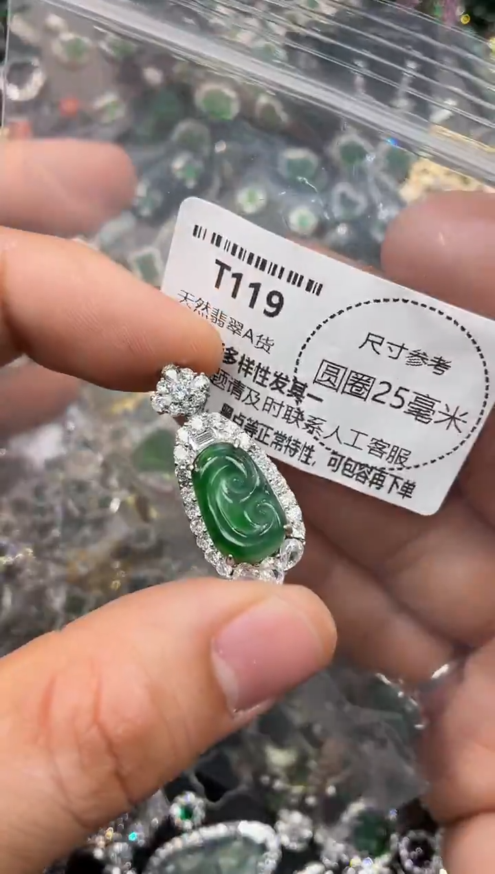 颈饰未镶嵌翡翠T119吊坠