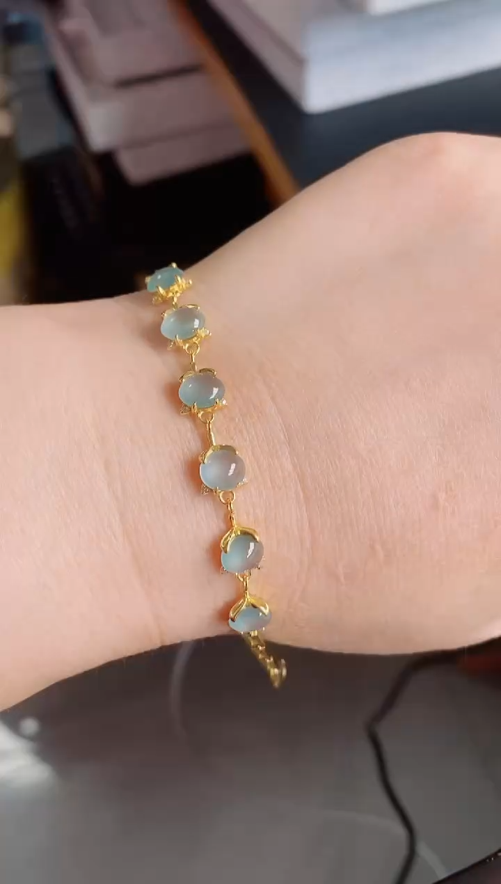 【闪购商品】翡翠手链银S925镶嵌1212