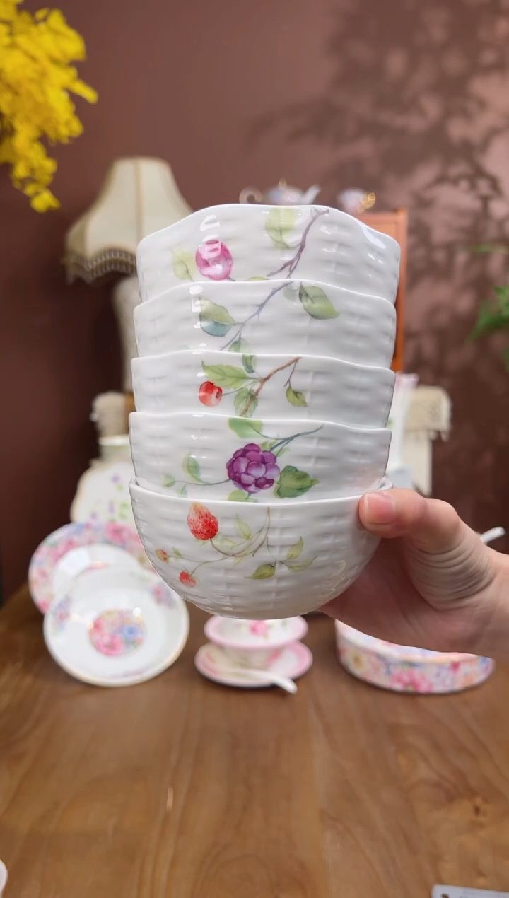 【闪购商品】瓦当浆果藤编4.25寸米饭碗一套5个