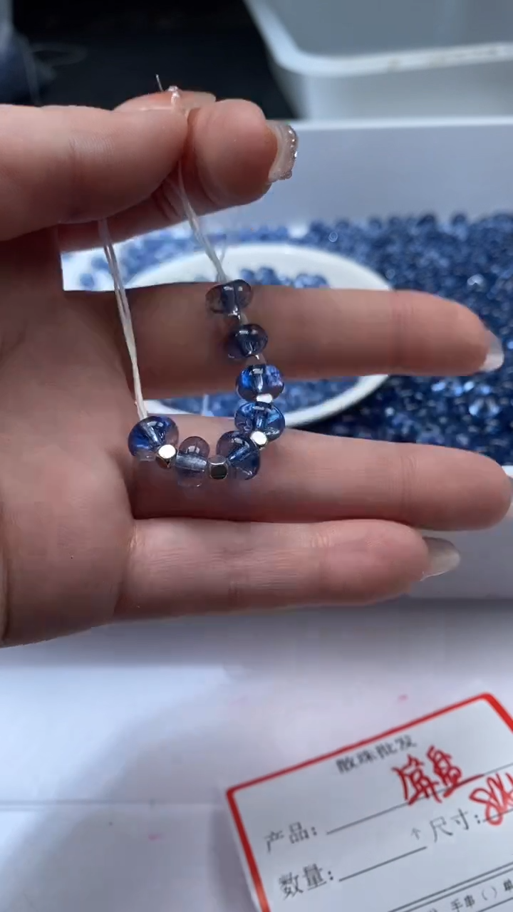 颈饰未镶嵌水晶W2973伦敦蓝碧玺算盘8*4mm*15颗