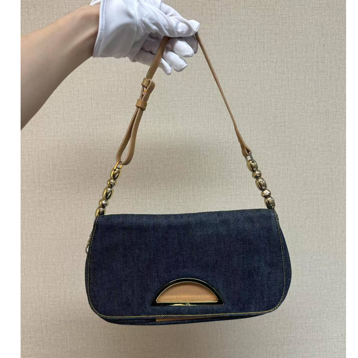 95新 DIOR/迪奥 蓝色牛仔单肩斜挎包/云海优选/