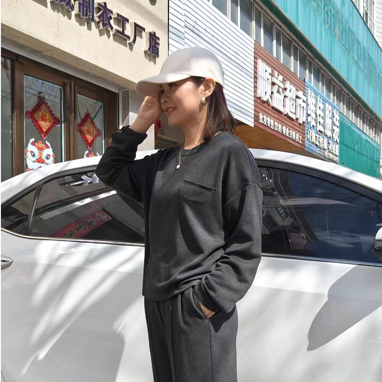 JW-【松弛感卫衣】女士圆领体恤长袖2025秋冬百搭亲肤时尚拼接