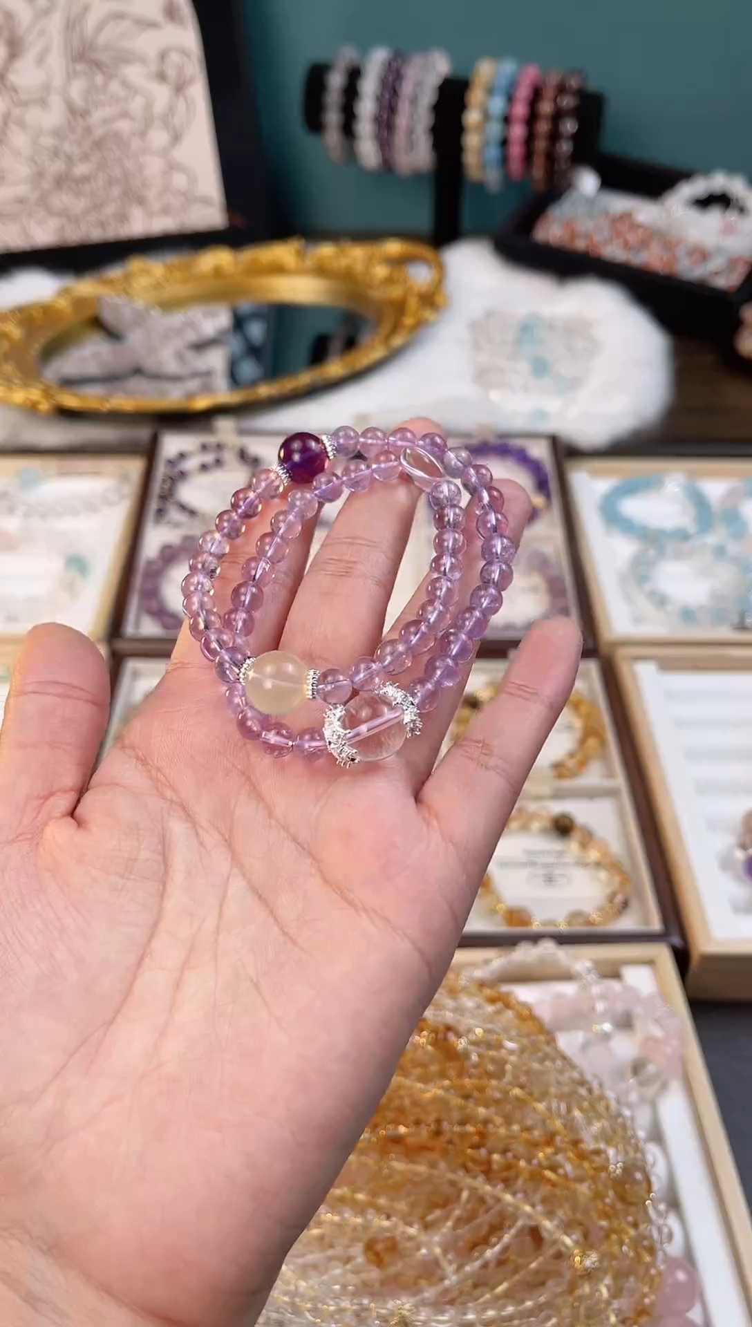 【闪购商品】水晶手串合金天然玻利维亚紫水晶双圈