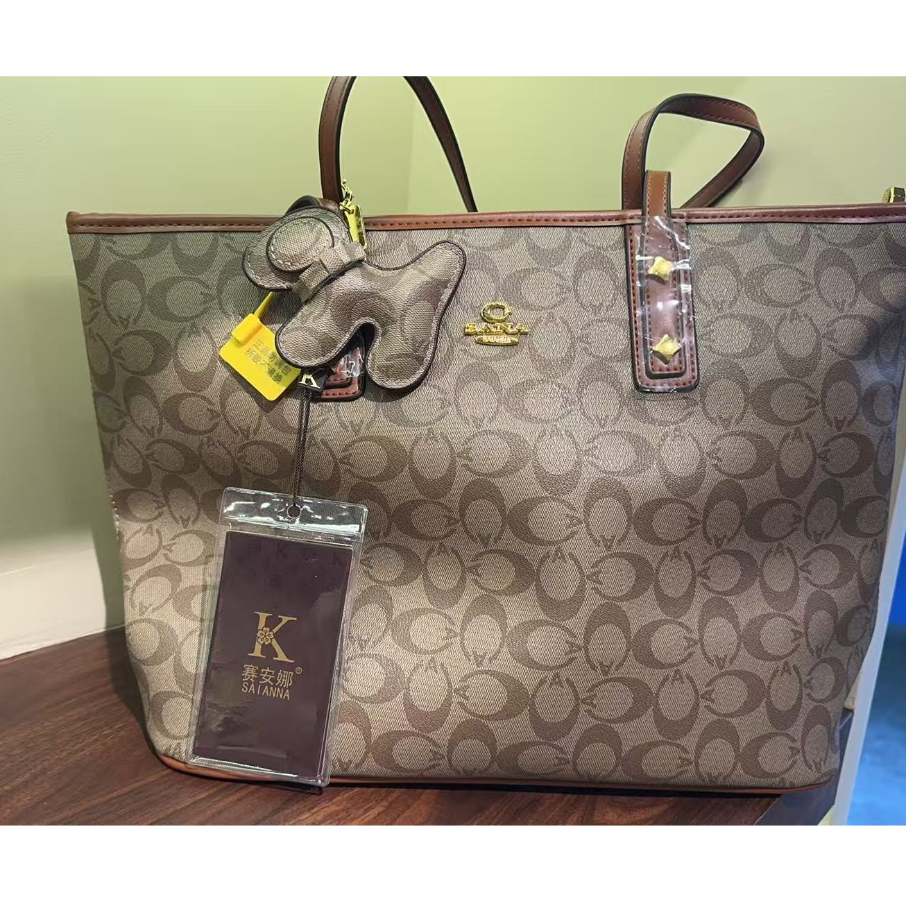 防脏单肩字母双根托特包单肩包耐磨 3015#