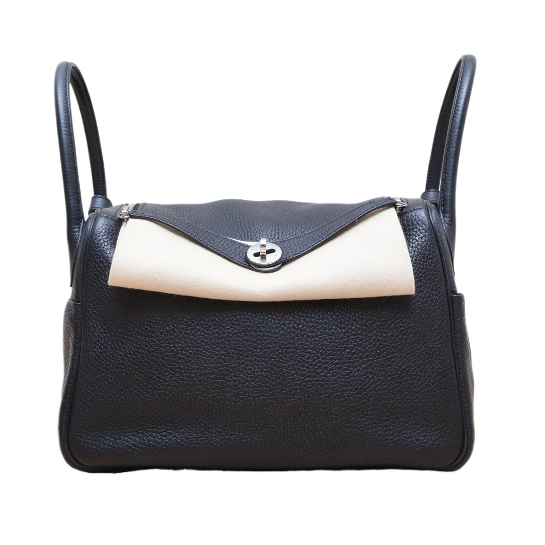 95新 Hermes/爱马仕 小花黑黑lindy30 黑银 X刻 Togo皮 X刻 