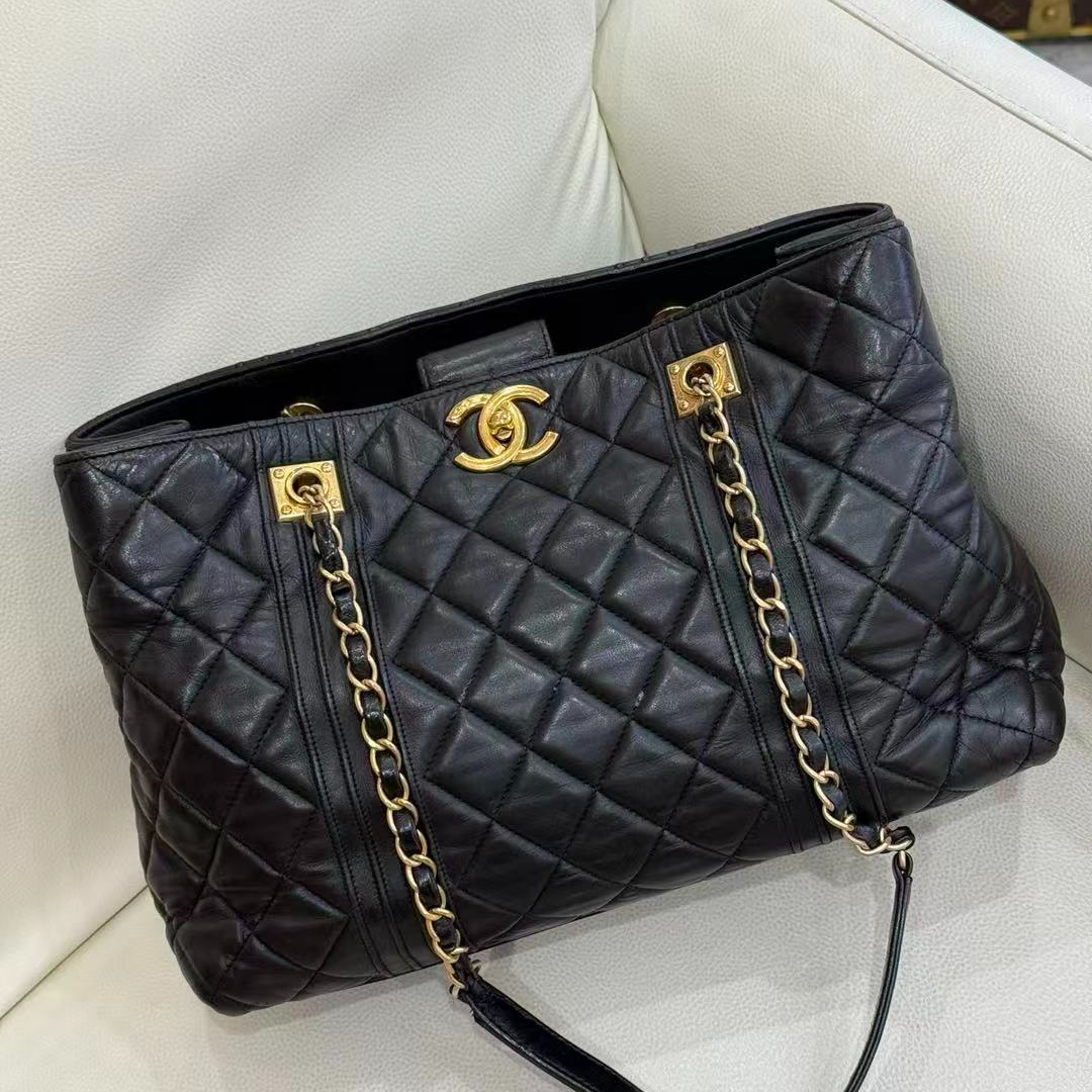 95新 Chanel/香奈儿  黑金双C书包扣单肩包 20开