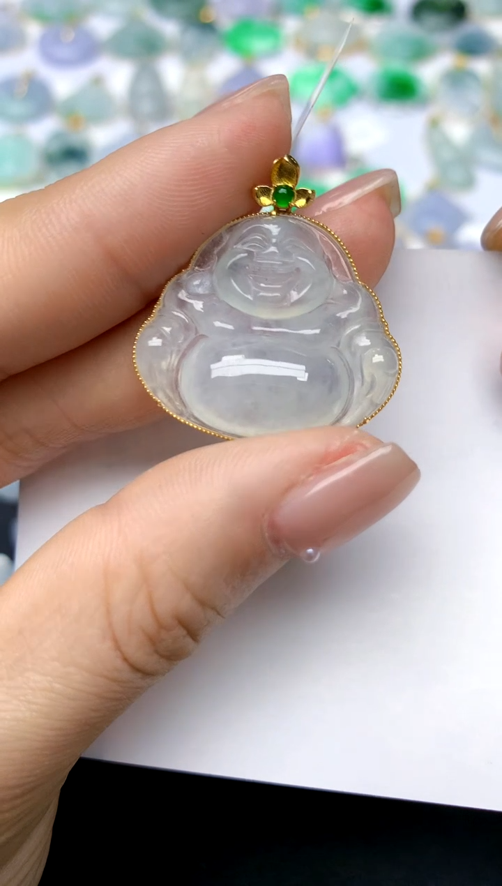 【闪购商品】翡翠颈饰18K金镶嵌89天然A货翡翠