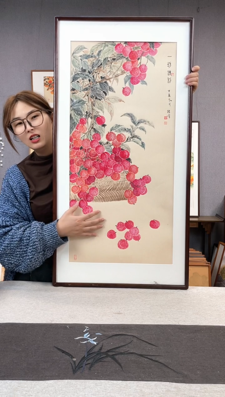 【闪购商品】国画手写手绘带框作品-53*103-