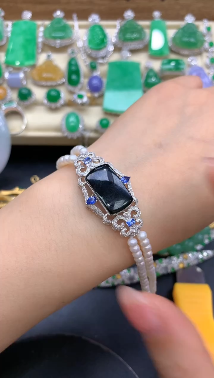 【闪购商品】翡翠手链18K金镶嵌215-中国好珍宝·