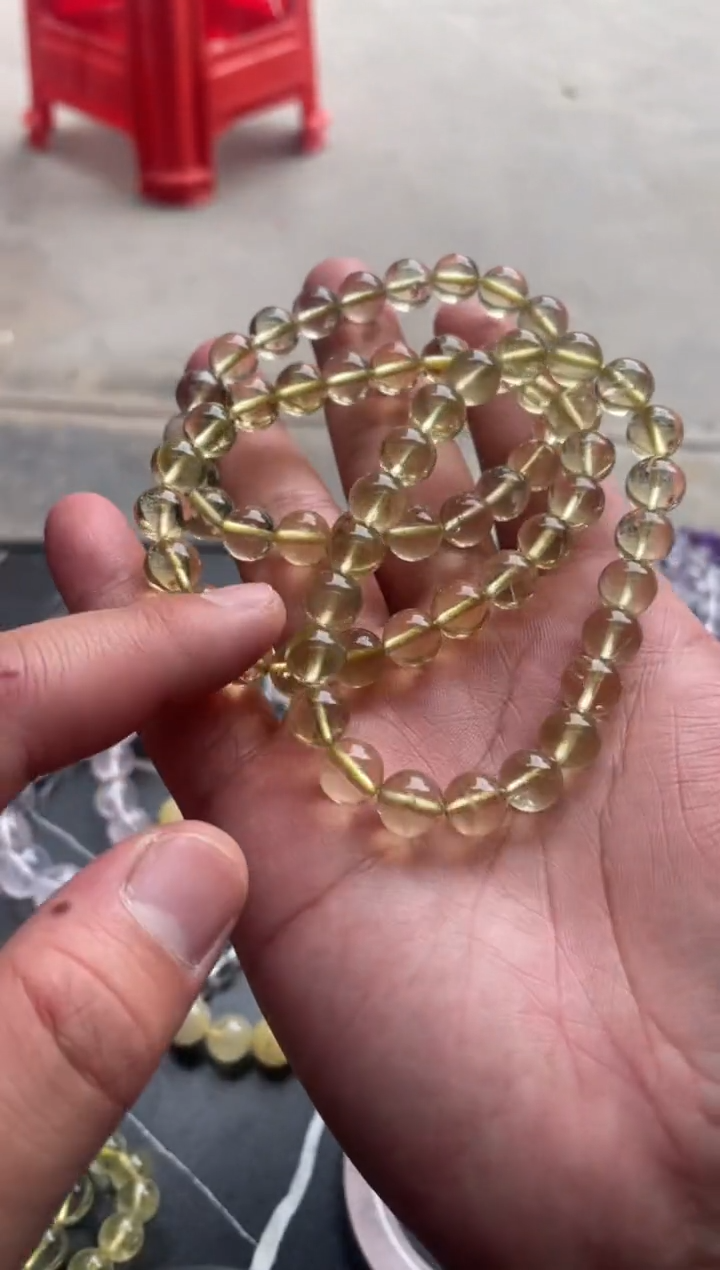 【闪购商品】黄晶手串卡9mm未镶嵌天然黄水晶手串多样性发一