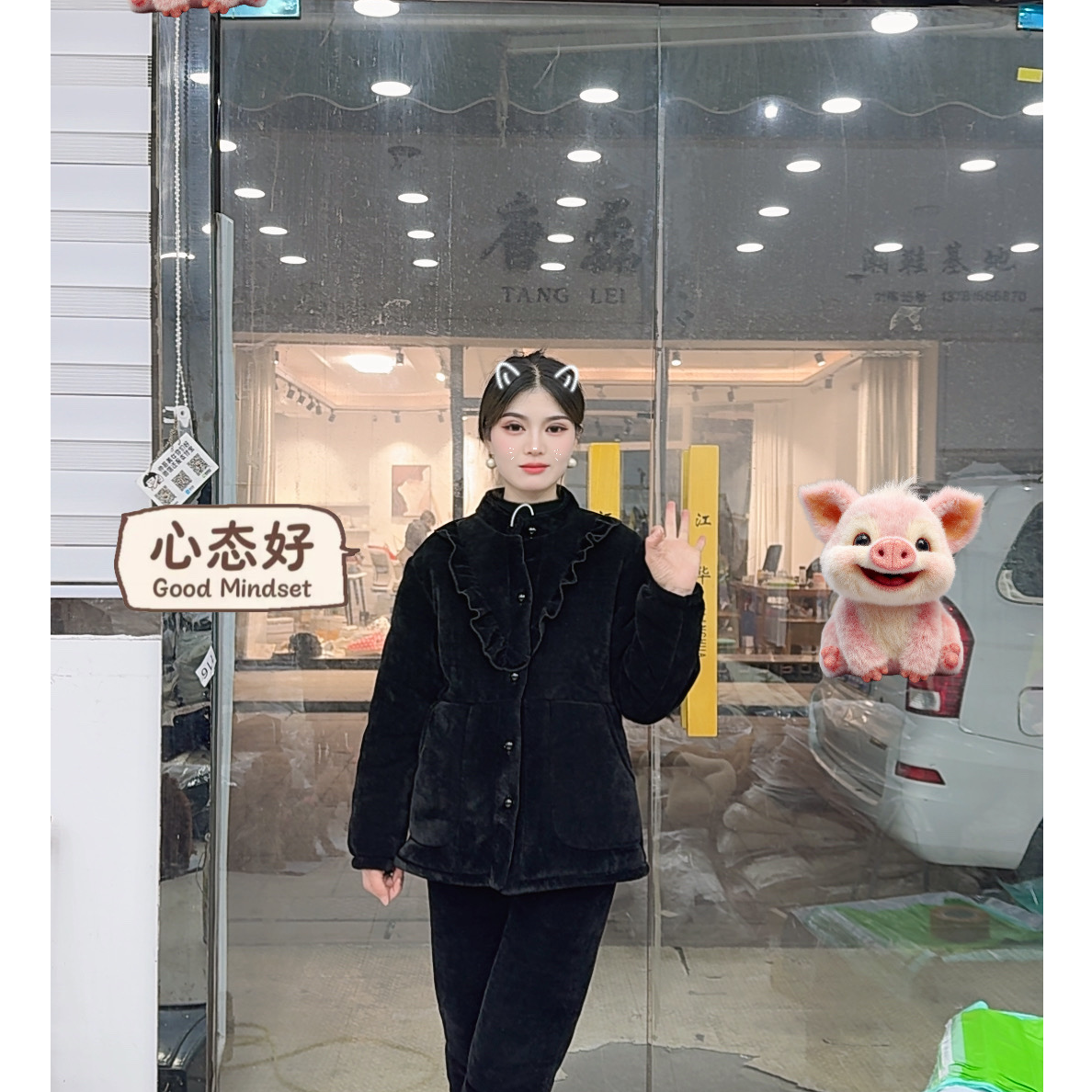 《可外穿》三层棉夹棉加厚家居服套装07