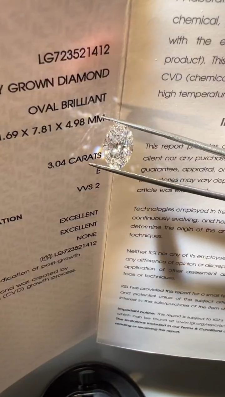 裸石合成钻石与****送LG1412 3.04ct