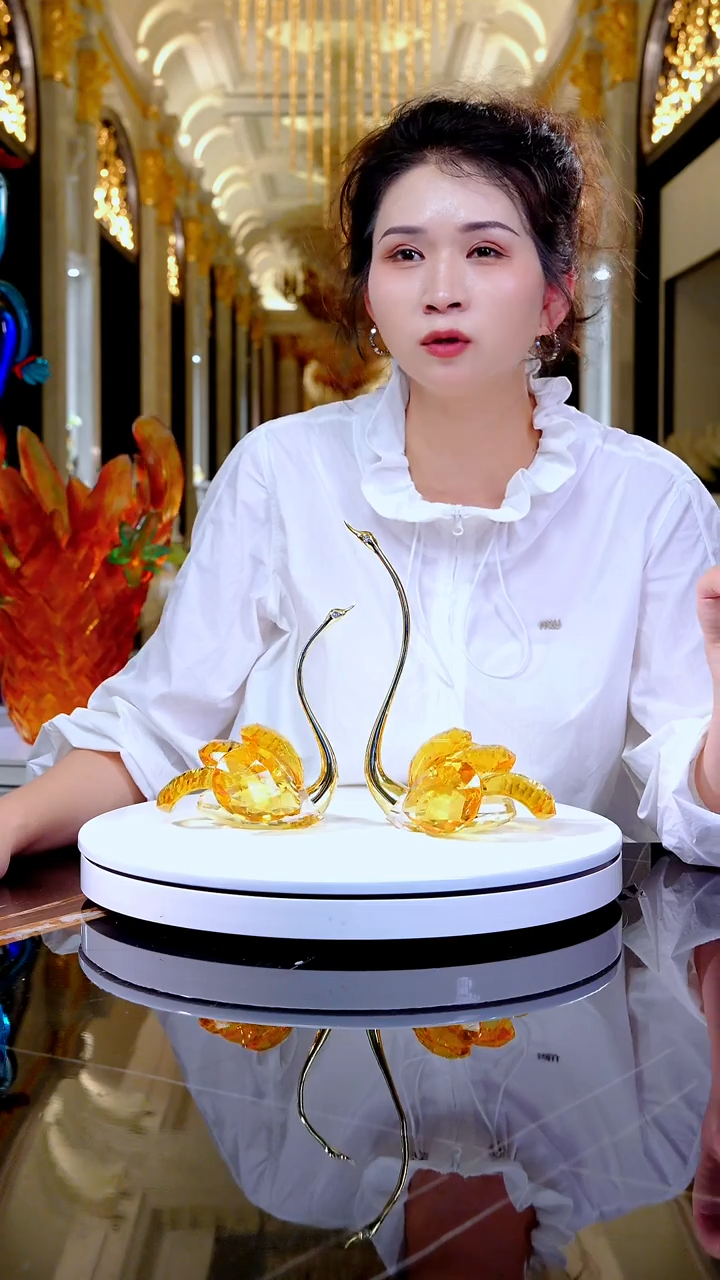 琉璃摆件YB00693天鹅摆件一组
