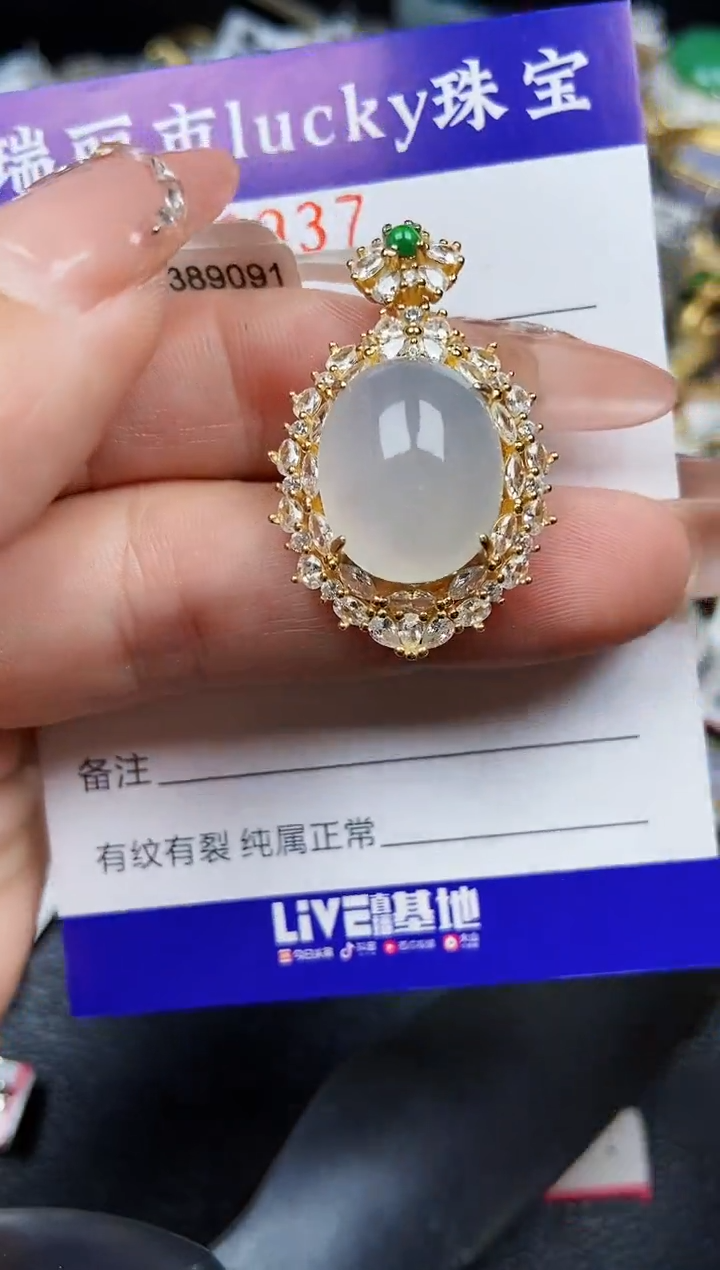 翡翠银S925镶嵌颈饰6937