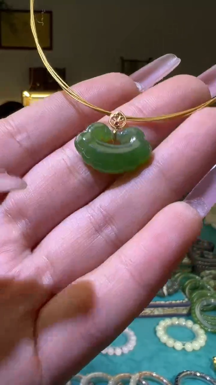 【闪购商品】和田玉吊坠18K金镶嵌和田玉吊坠多样性拍一发一