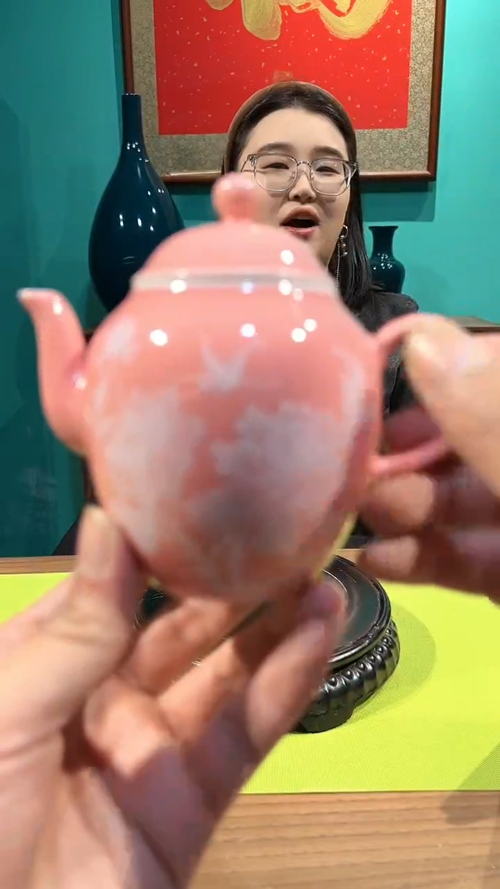 【闪购商品】壶粉色堆白牡丹茶壶