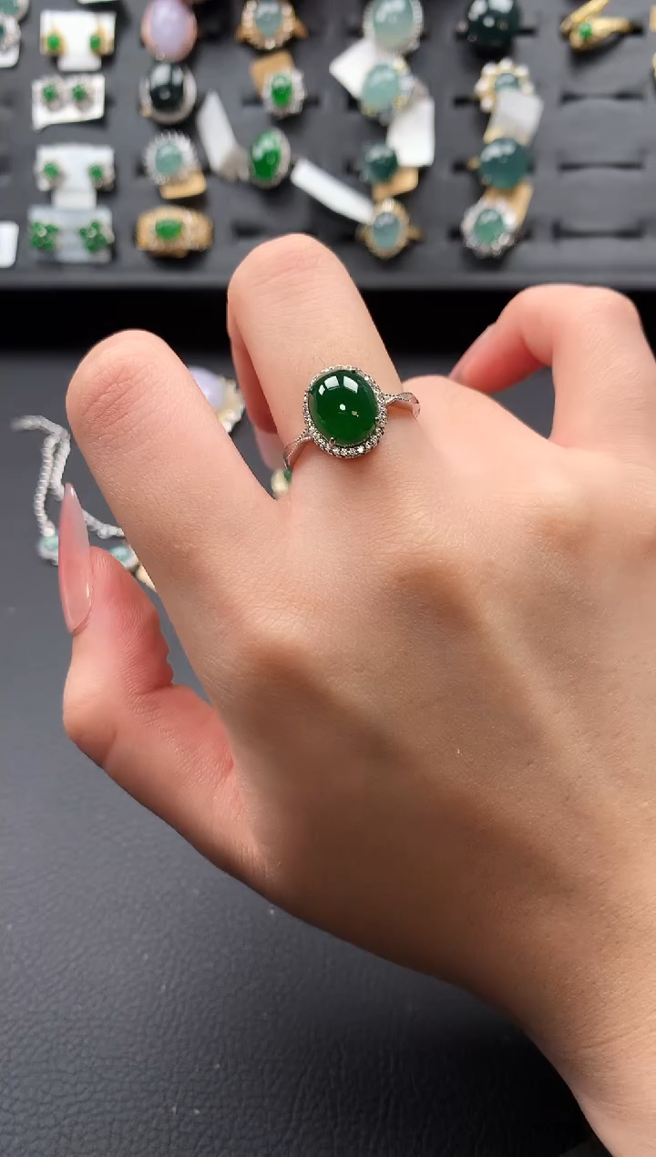 【闪购商品】翡翠戒指银S925镶嵌631141