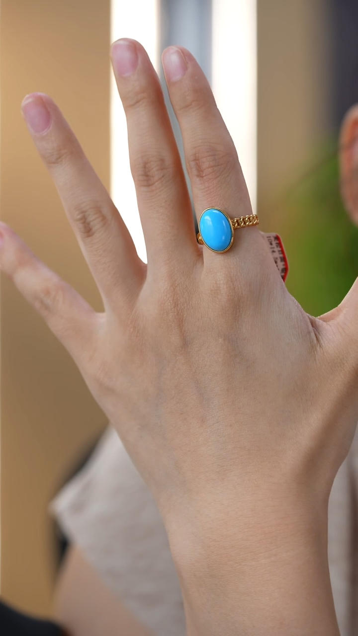 银S925镀金镶嵌绿松石戒指秒拍号6