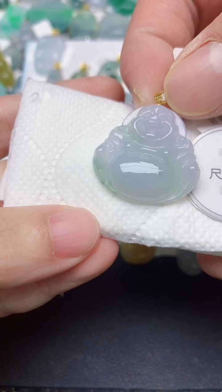 颈饰18K金镶嵌翡翠天然缅甸A货翡翠