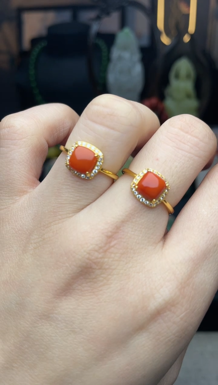 【闪购商品】南红玛瑙戒指银S925镶嵌精品戒指 多样性发其一