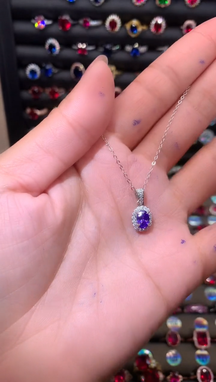 【闪购商品】紫晶吊坠(赠链)银S925镶嵌紫水晶