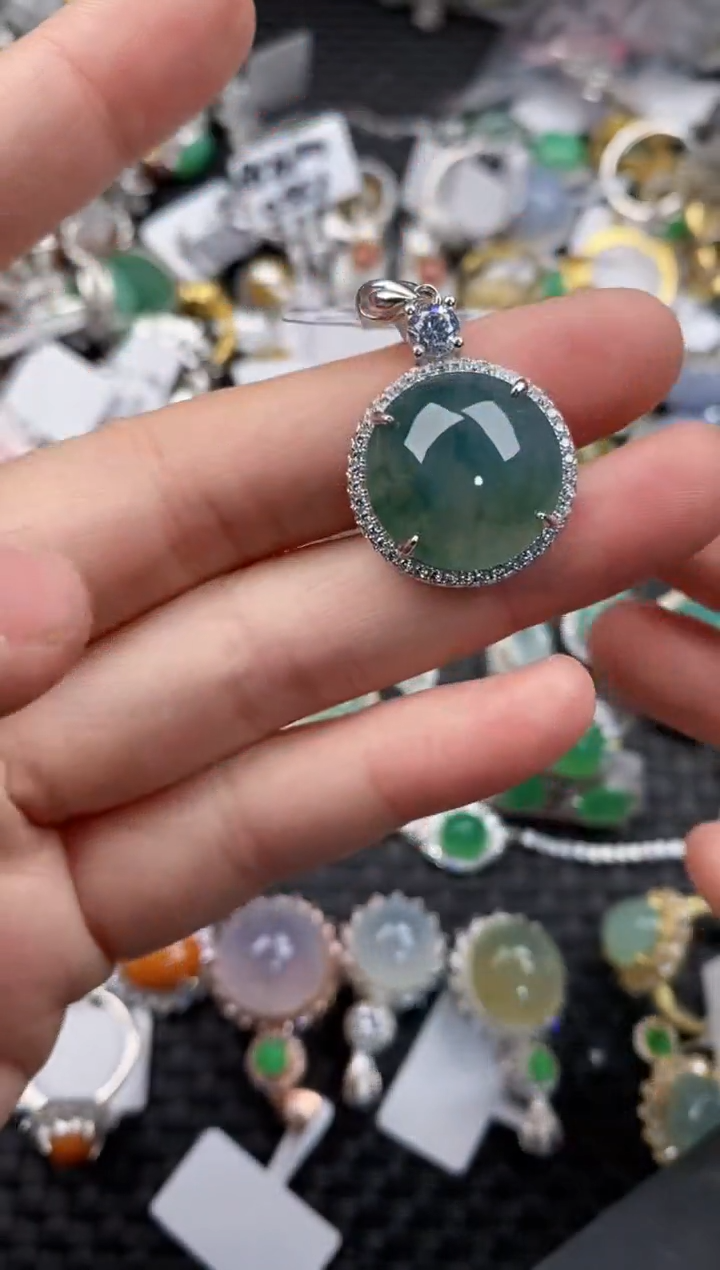 银S925镶嵌戒指翡翠12              21