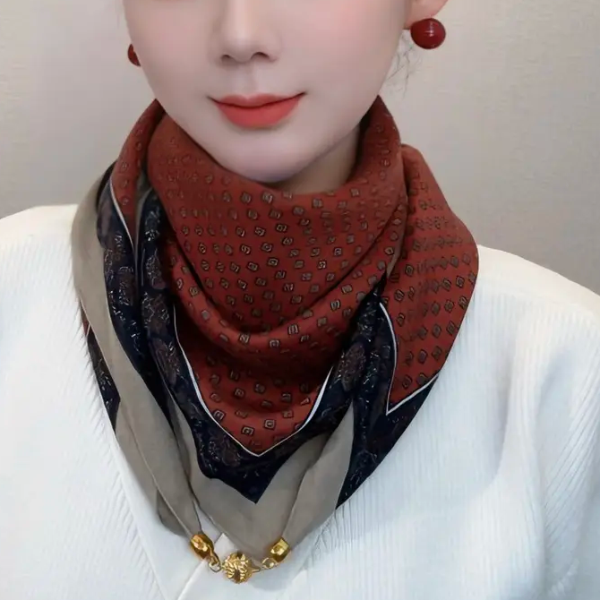 围巾女款爆款2025新款冬季保暖秋冬复古时尚丝巾小方巾围脖披肩