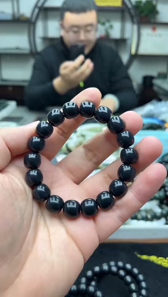 未镶嵌手串和田玉纯天然新疆墨玉12