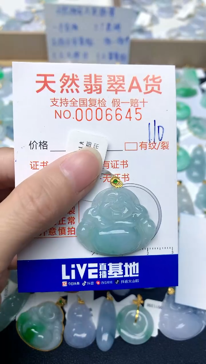 【闪购商品】翡翠颈饰18K金镶嵌110天然A货翡翠