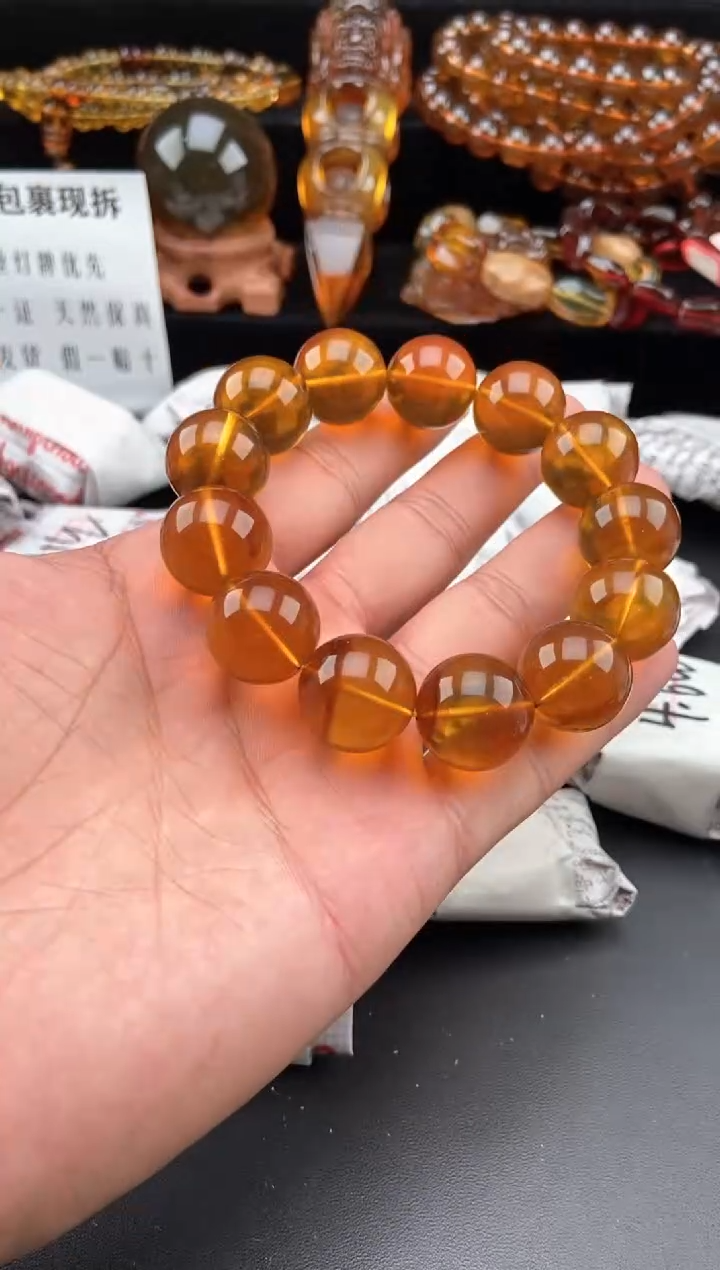 【闪购商品】琥珀手链未镶嵌金棕珀手串