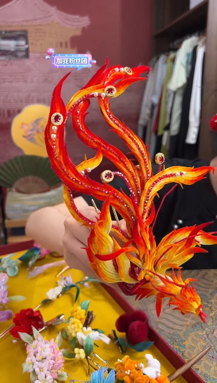 刺绣非遗绒花（发饰）