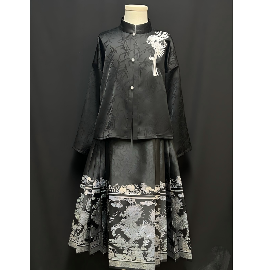 实体款儿童汉服：【君至麟现】黑金套装，没有库存默认退款