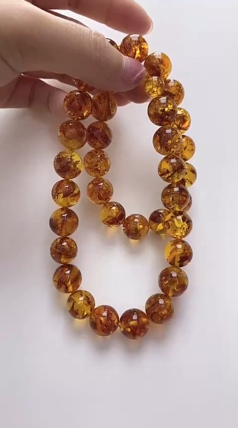 【闪购商品】琥珀裸石未镶嵌花珀项链
