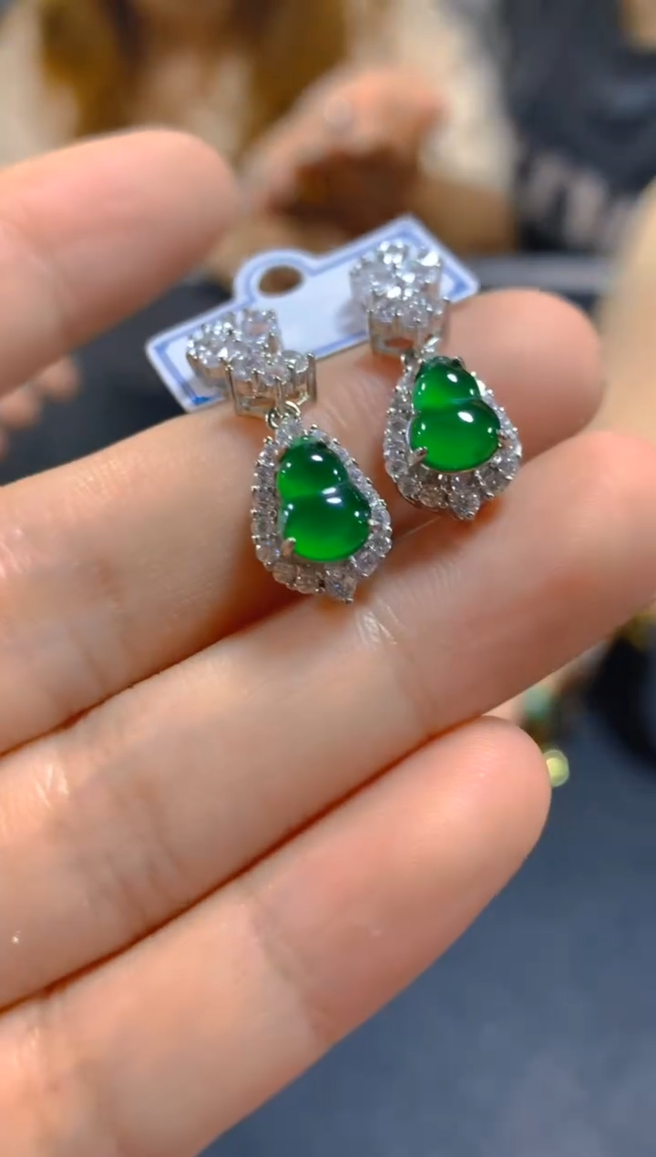 翡翠银S925镶嵌耳饰0867960239多样性发一