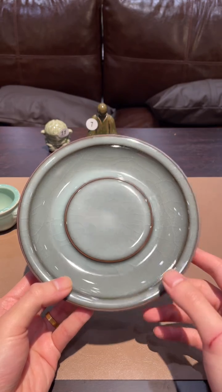 22窑承青瓷铁胎壶承-微瑕