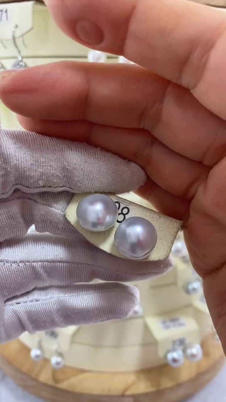 【闪购商品】海水珍珠耳饰银S925镶嵌12-13mm