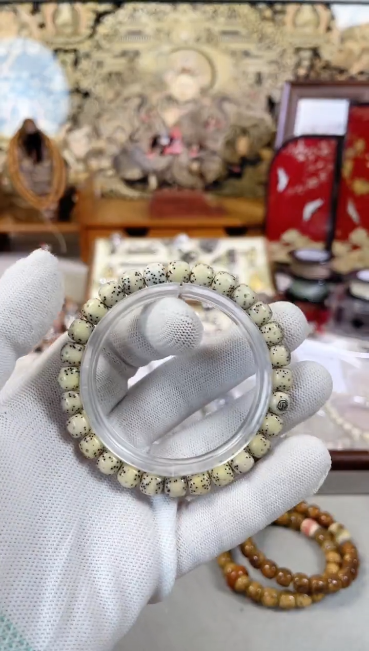 手串星月菩提8*7月带贯穿通体超大留白 稀星 银标级 一物一图！