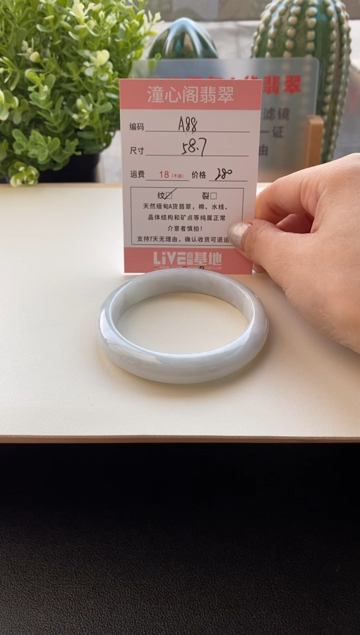 未镶嵌手镯翡翠圈口58.7编码a88