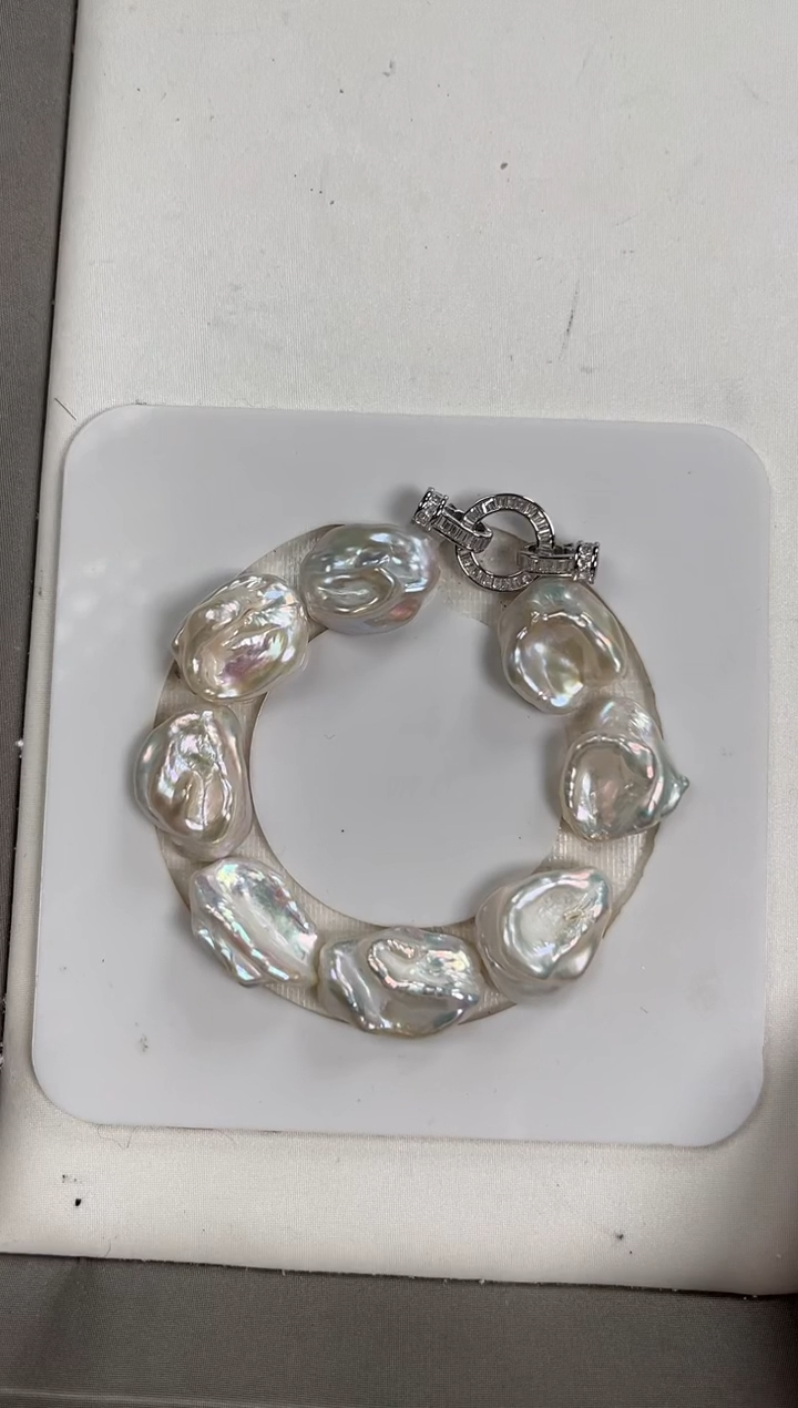 【闪购商品】淡水珍珠手链银S925镶嵌巴洛克手链